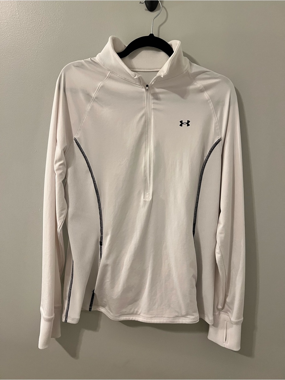 Under Armour White Long-Sleeve 1/2 Zip Performance Top